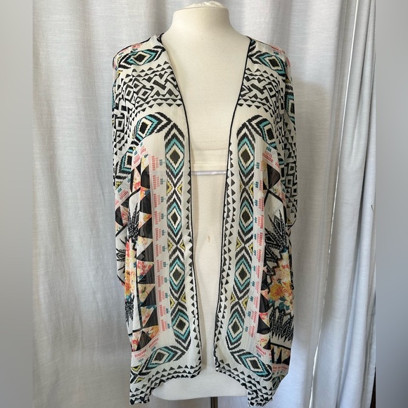 Full Tilt Tops - Kimono Cover Women's Kimono, Hobo, Western Open Front Multi Color Size M